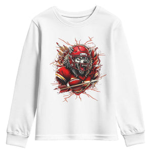 American Football Fan Wolf Spirit Youth Sweatshirt Game Day Lifestyle TS12 White Print Your Wear
