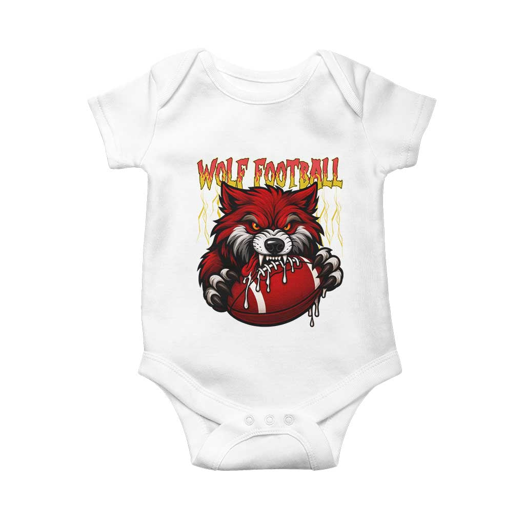 Wolf Football Lover Baby Onesie American Sports Fan Gift TS12 White Print Your Wear