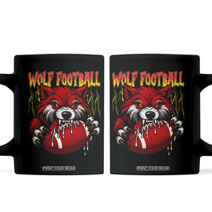 Wolf Football Lover Coffee Mug American Sports Fan Gift TS12 Black Print Your Wear