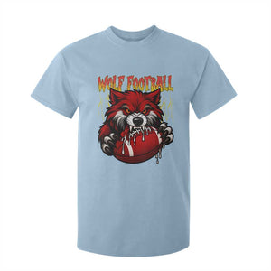 Wolf Football Lover T Shirt For Kid American Sports Fan Gift TS12 Light Blue Print Your Wear
