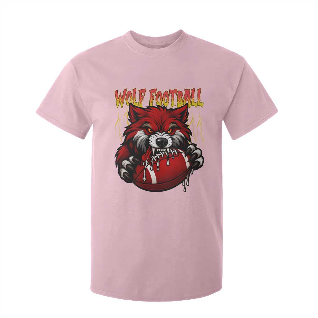 Wolf Football Lover T Shirt For Kid American Sports Fan Gift TS12 Light Pink Print Your Wear