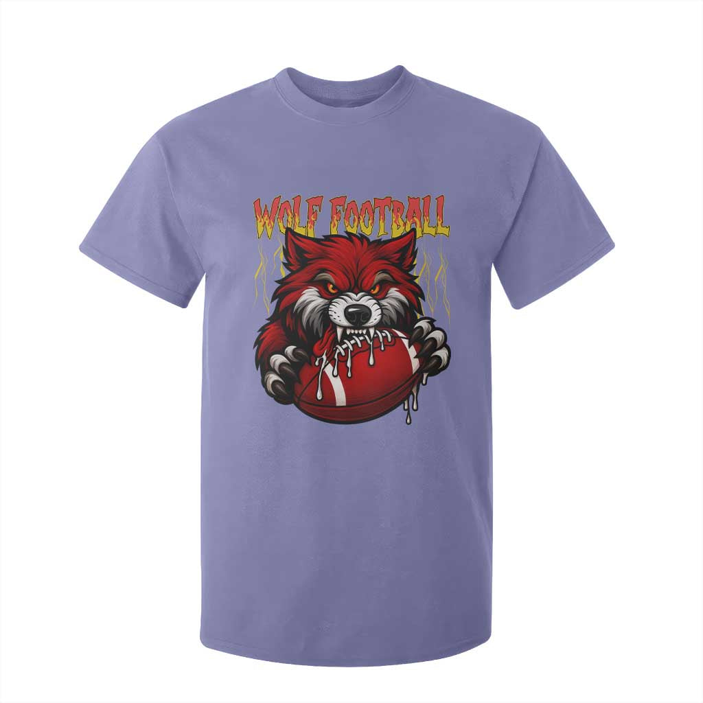 Wolf Football Lover T Shirt For Kid American Sports Fan Gift TS12 Violet Print Your Wear