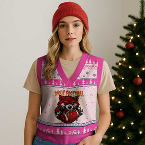 Wolf Football Lover V-Neck Knit Sweater Vest American Sports Fan Gift TS12 Hot Pink Print Your Wear
