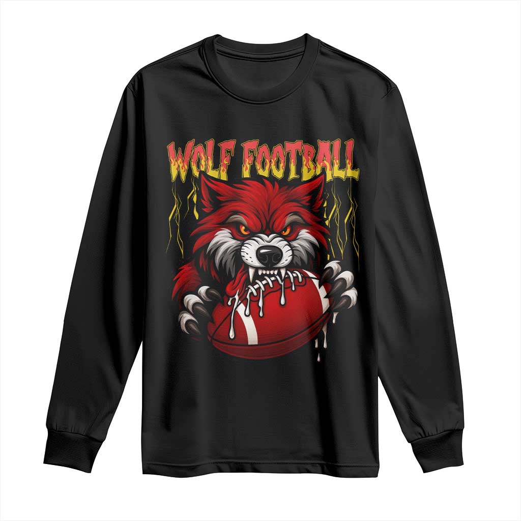 Wolf Football Lover Long Sleeve Shirt American Sports Fan Gift TS12 Black Print Your Wear