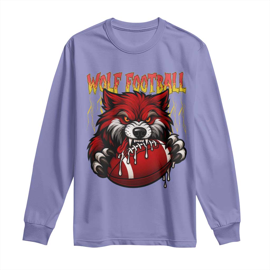 Wolf Football Lover Long Sleeve Shirt American Sports Fan Gift TS12 Violet Print Your Wear