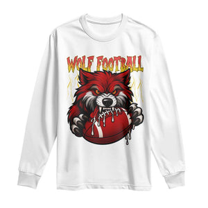 Wolf Football Lover Long Sleeve Shirt American Sports Fan Gift TS12 White Print Your Wear