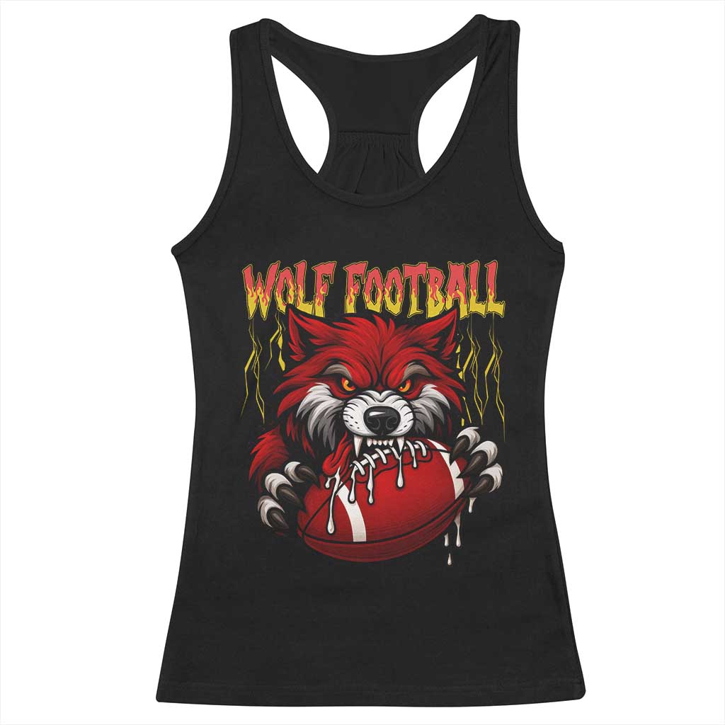 Wolf Football Lover Racerback Tank Top American Sports Fan Gift TS12 Black Print Your Wear