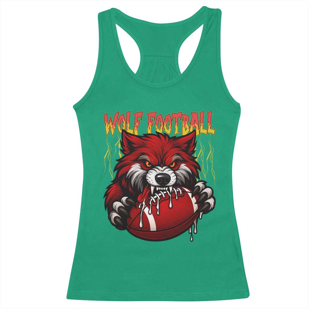 Wolf Football Lover Racerback Tank Top American Sports Fan Gift TS12 Irish Green Print Your Wear