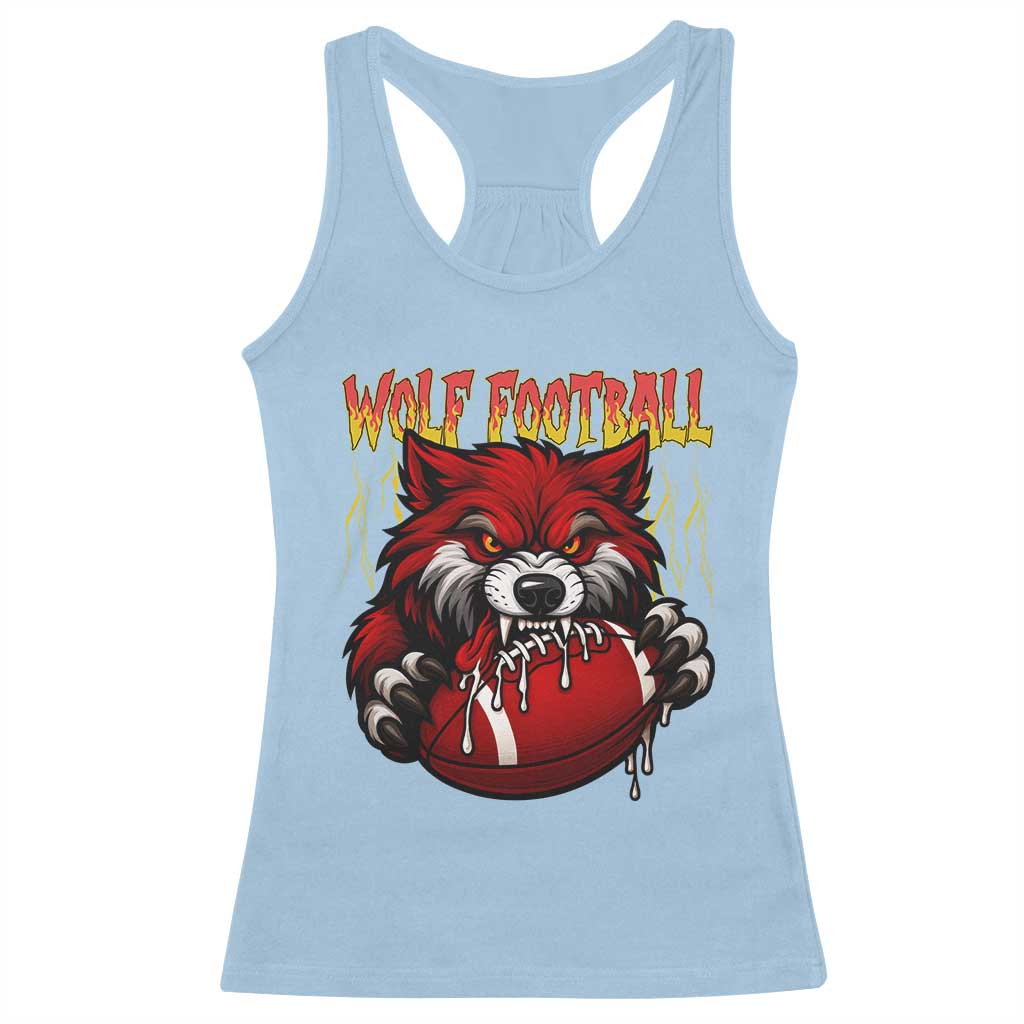 Wolf Football Lover Racerback Tank Top American Sports Fan Gift TS12 Light Blue Print Your Wear
