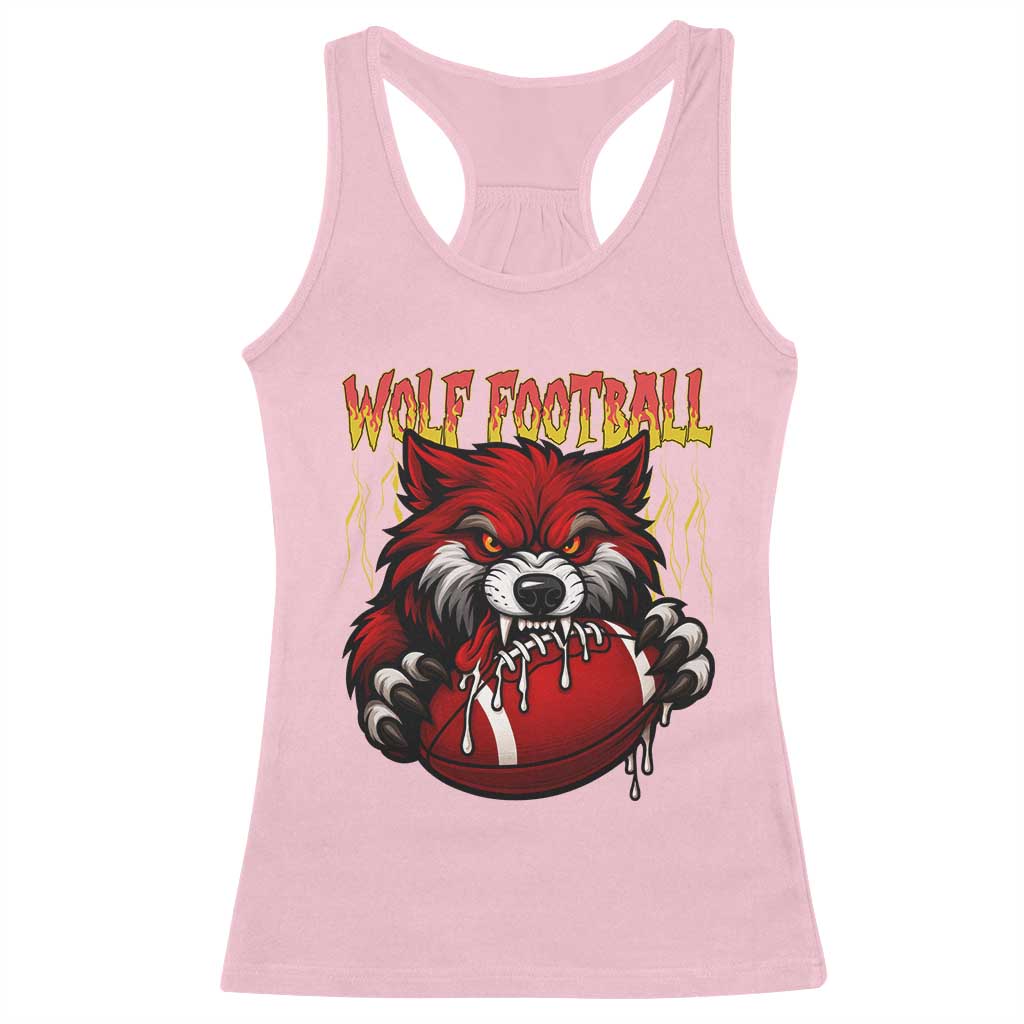 Wolf Football Lover Racerback Tank Top American Sports Fan Gift TS12 Light Pink Print Your Wear