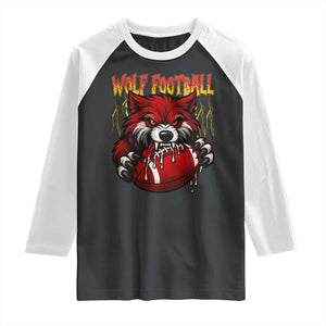 Wolf Football Lover Raglan Shirt American Sports Fan Gift TS12 Black White Print Your Wear