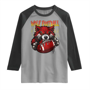 Wolf Football Lover Raglan Shirt American Sports Fan Gift TS12 Sport Gray Black Print Your Wear