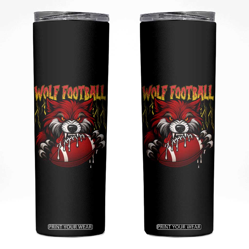 Wolf Football Lover Skinny Tumbler American Sports Fan Gift TS12 Black Print Your Wear