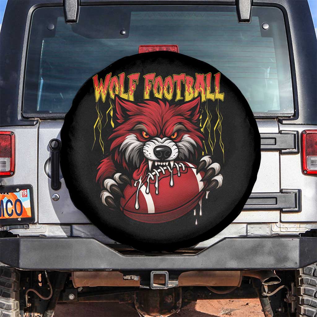 Wolf Football Lover Spare Tire Cover American Sports Fan Gift TS12 No hole Black Print Your Wear