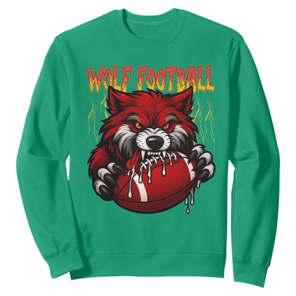 Wolf Football Lover Sweatshirt American Sports Fan Gift TS12 Irish Green Print Your Wear