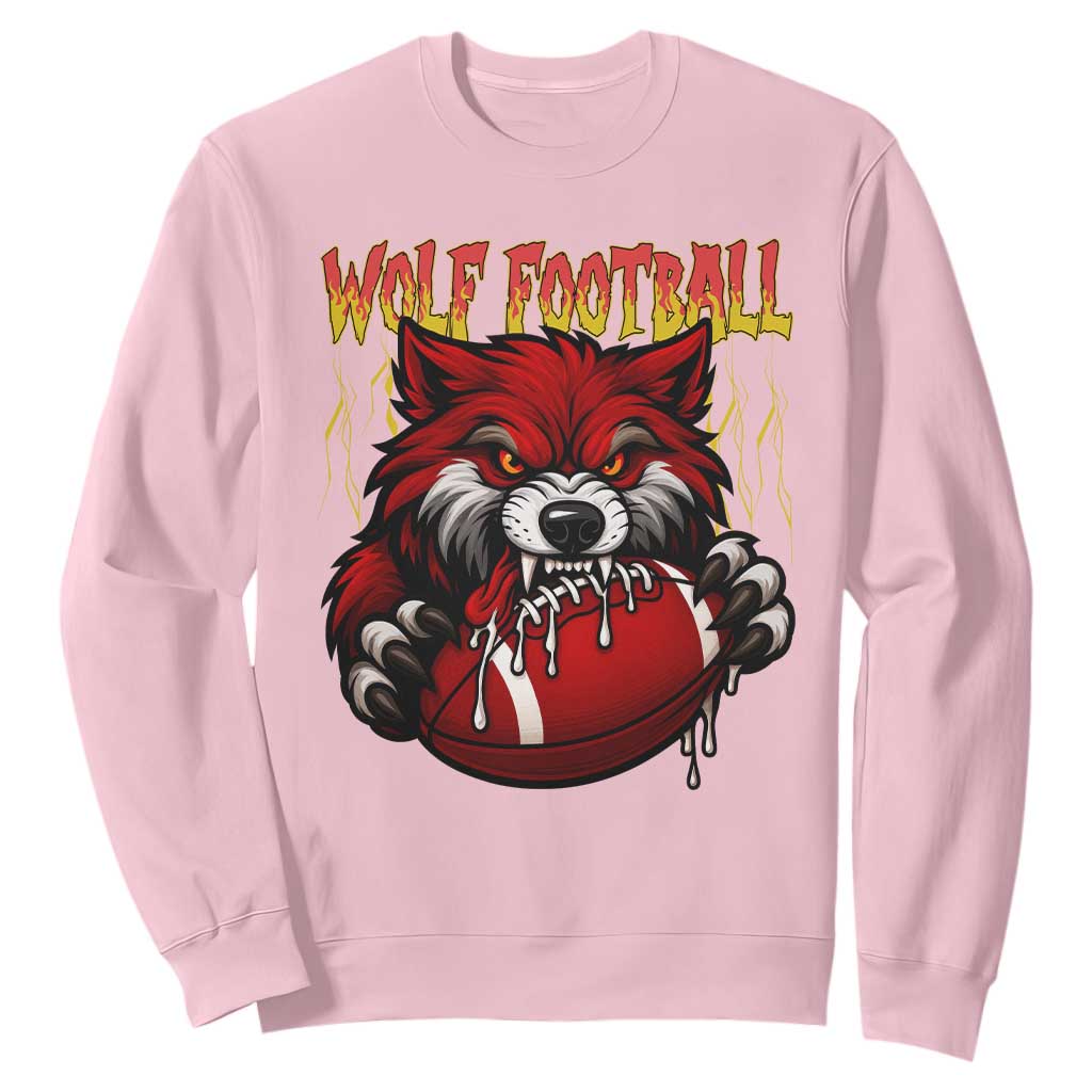 Wolf Football Lover Sweatshirt American Sports Fan Gift TS12 Light Pink Print Your Wear