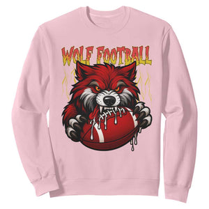 Wolf Football Lover Sweatshirt American Sports Fan Gift TS12 Light Pink Print Your Wear