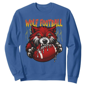 Wolf Football Lover Sweatshirt American Sports Fan Gift TS12 Royal Blue Print Your Wear