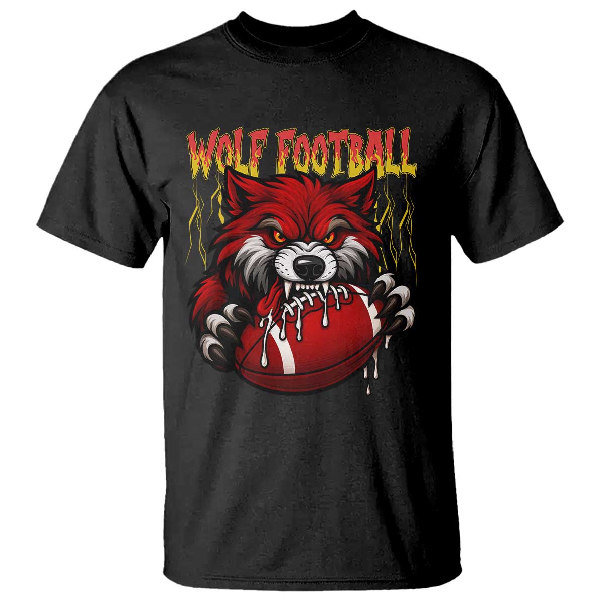 Wolf Football Lover T Shirt American Sports Fan Gift TS12 Black Print Your Wear
