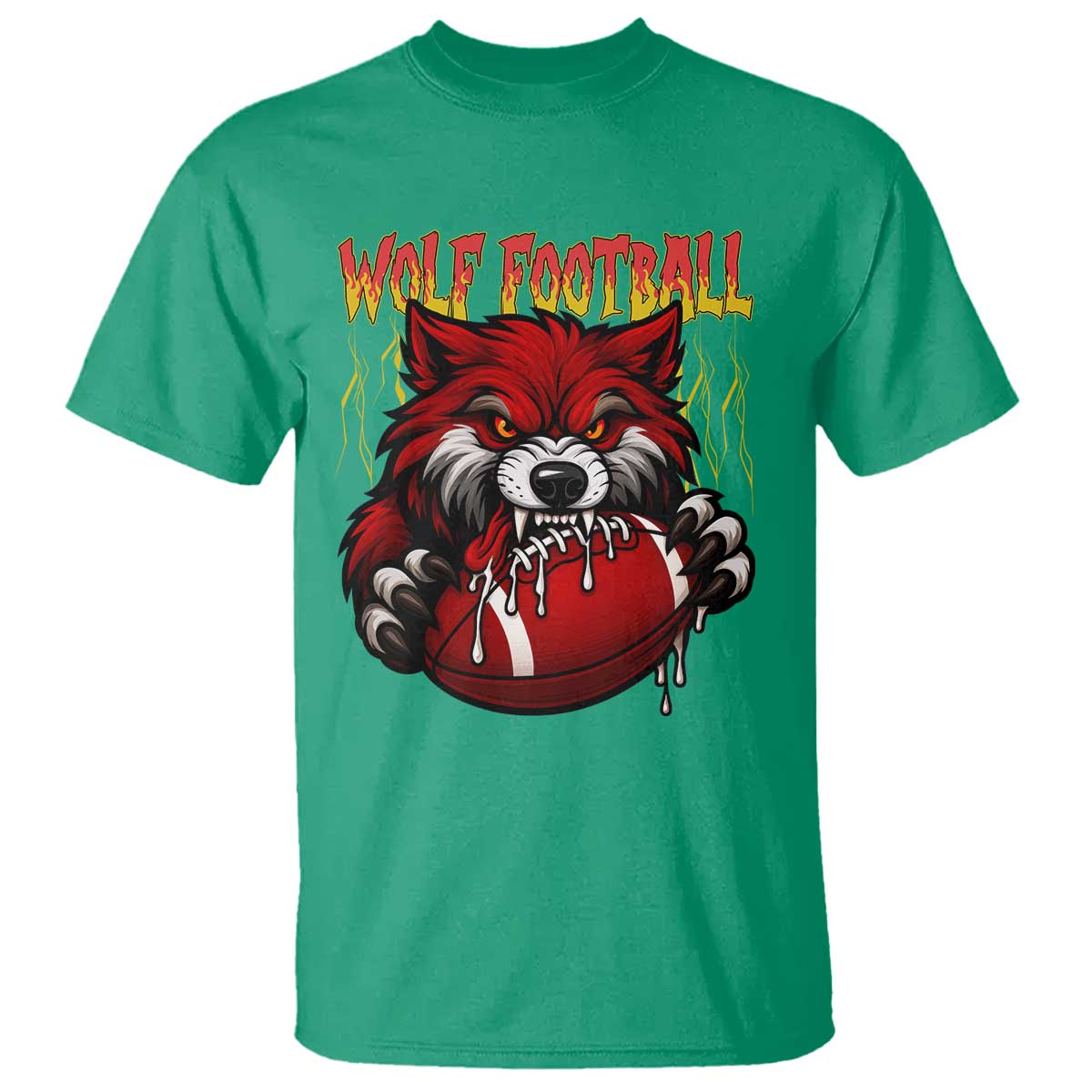Wolf Football Lover T Shirt American Sports Fan Gift TS12 Irish Green Print Your Wear