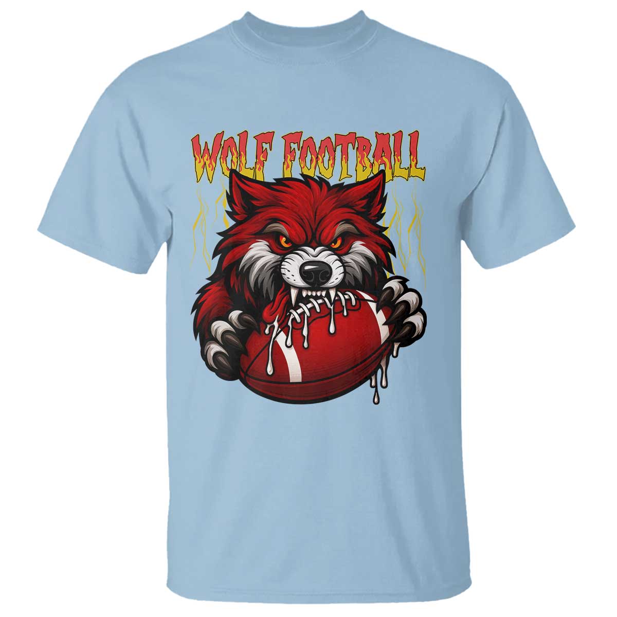 Wolf Football Lover T Shirt American Sports Fan Gift TS12 Light Blue Print Your Wear
