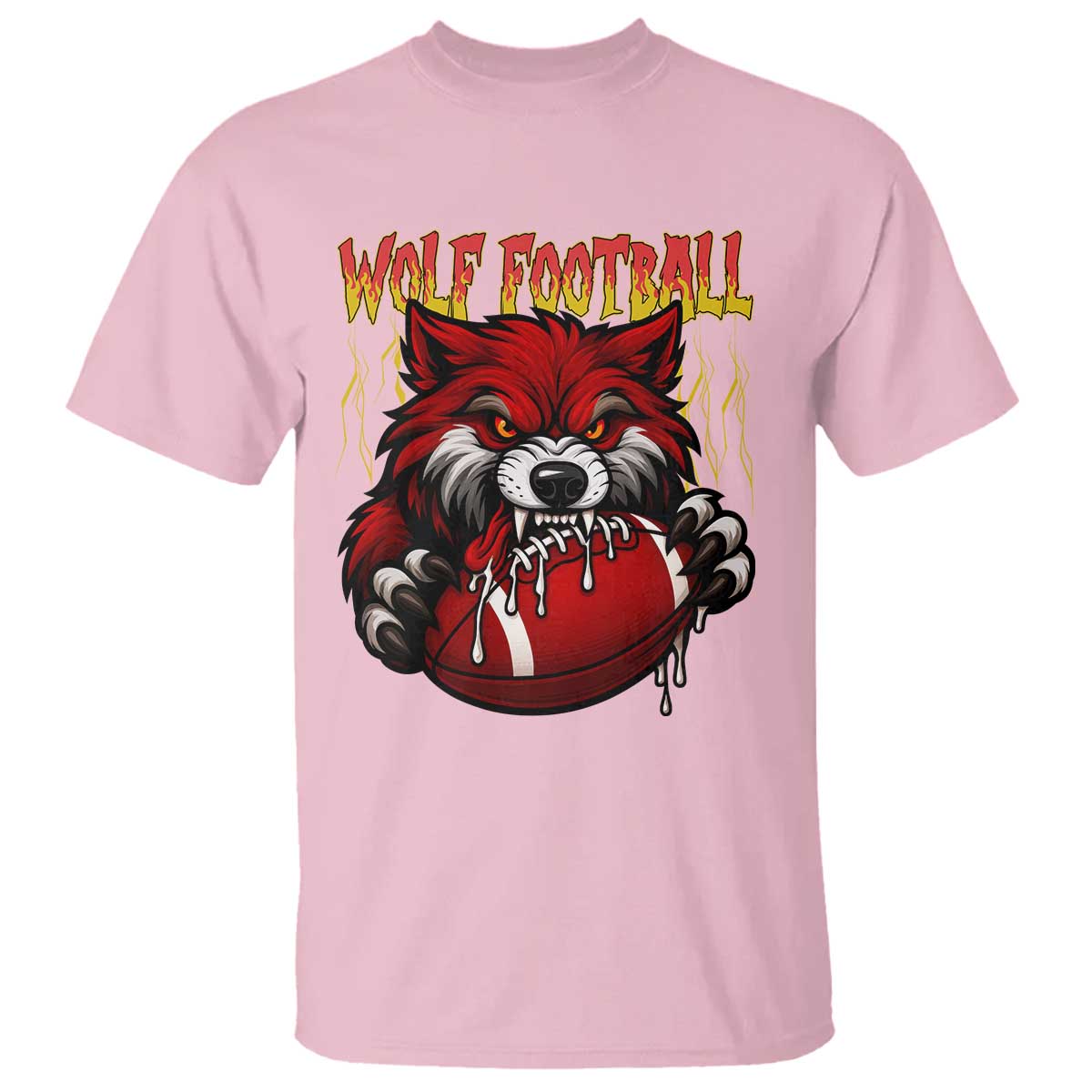 Wolf Football Lover T Shirt American Sports Fan Gift TS12 Light Pink Print Your Wear