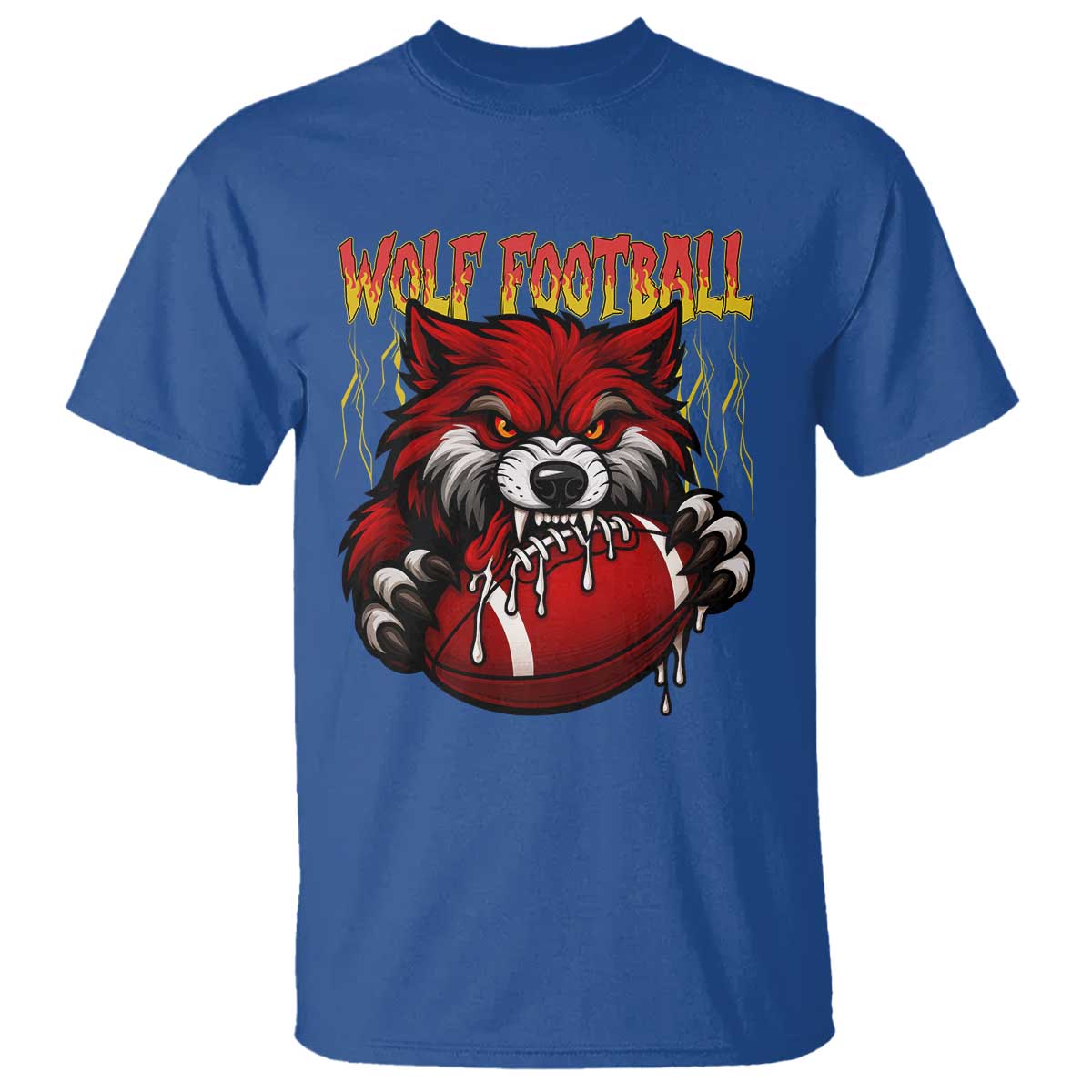Wolf Football Lover T Shirt American Sports Fan Gift TS12 Royal Blue Print Your Wear