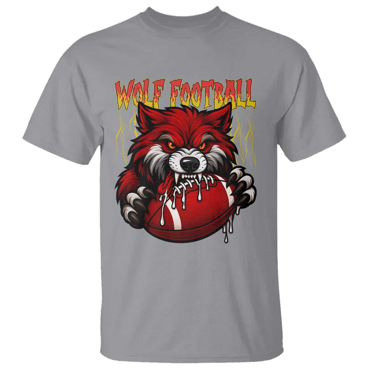 Wolf Football Lover T Shirt American Sports Fan Gift TS12 Sport Gray Print Your Wear