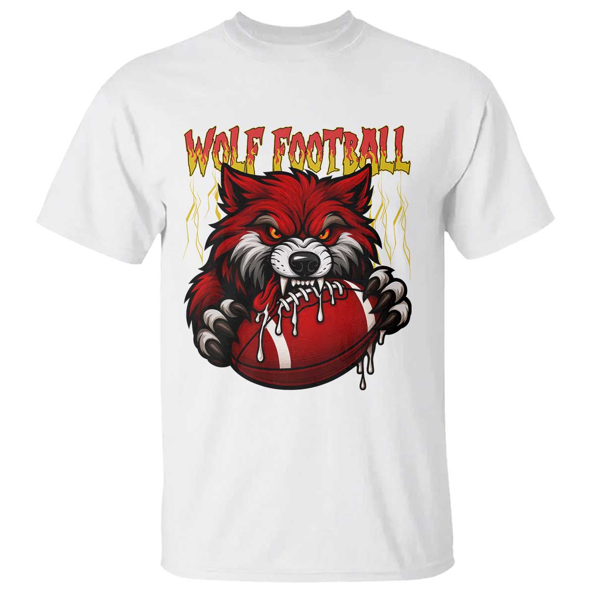 Wolf Football Lover T Shirt American Sports Fan Gift TS12 White Print Your Wear