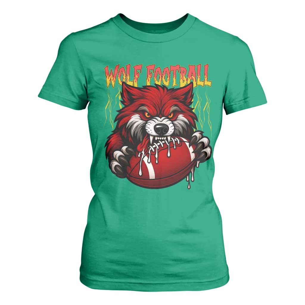 Wolf Football Lover T Shirt For Women American Sports Fan Gift TS12 Irish Green Print Your Wear