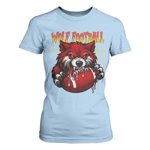 Wolf Football Lover T Shirt For Women American Sports Fan Gift TS12 Light Blue Print Your Wear