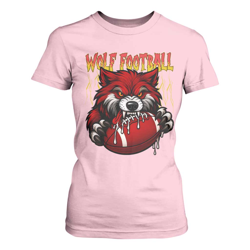 Wolf Football Lover T Shirt For Women American Sports Fan Gift TS12 Light Pink Print Your Wear