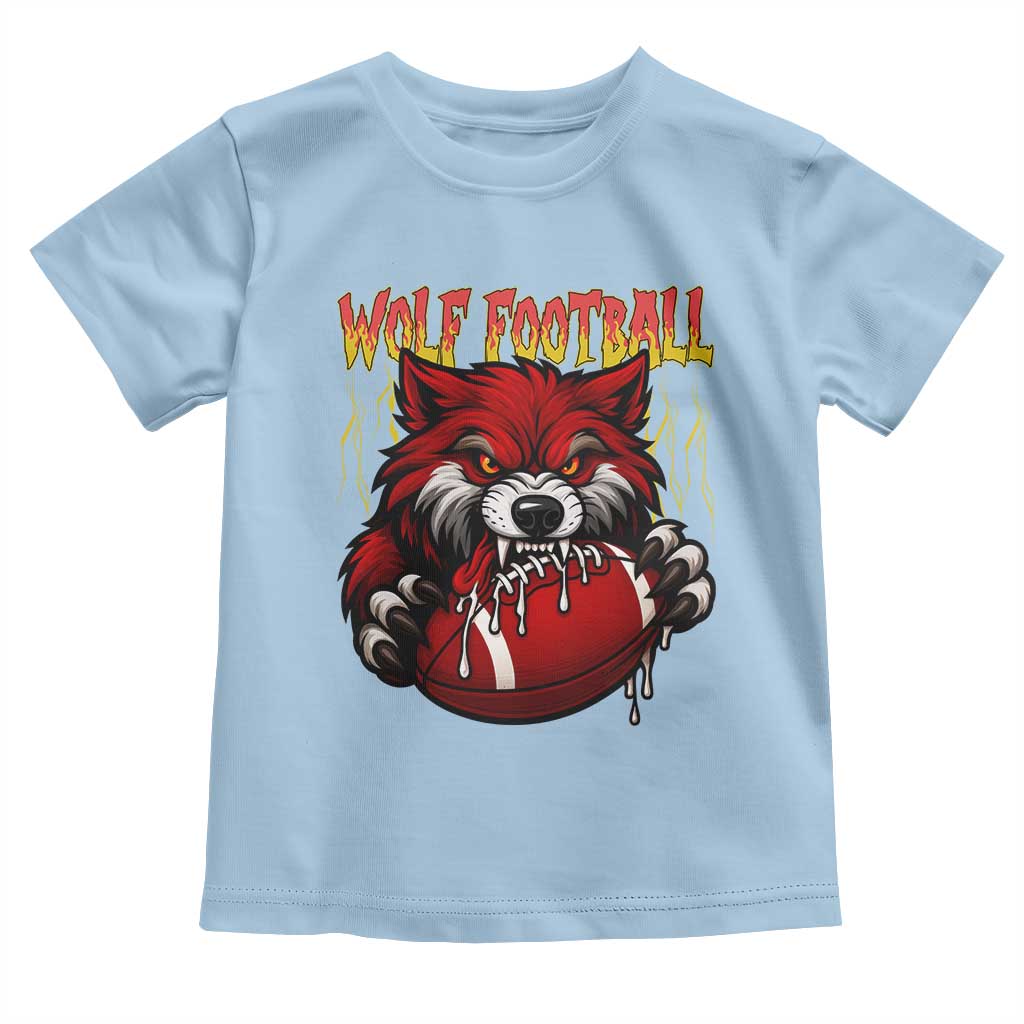 Wolf Football Lover Toddler T Shirt American Sports Fan Gift TS12 Light Blue Print Your Wear