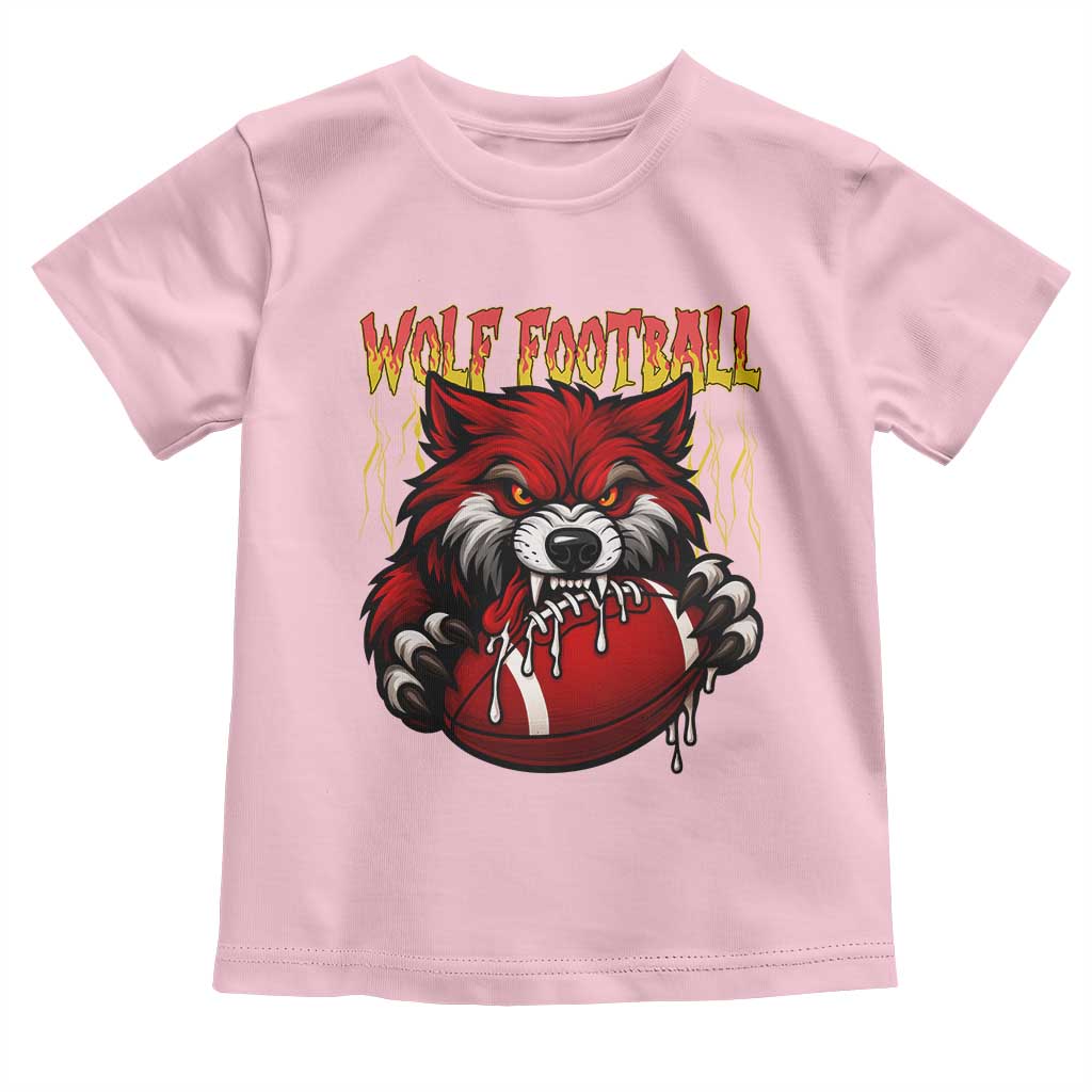 Wolf Football Lover Toddler T Shirt American Sports Fan Gift TS12 Light Pink Print Your Wear