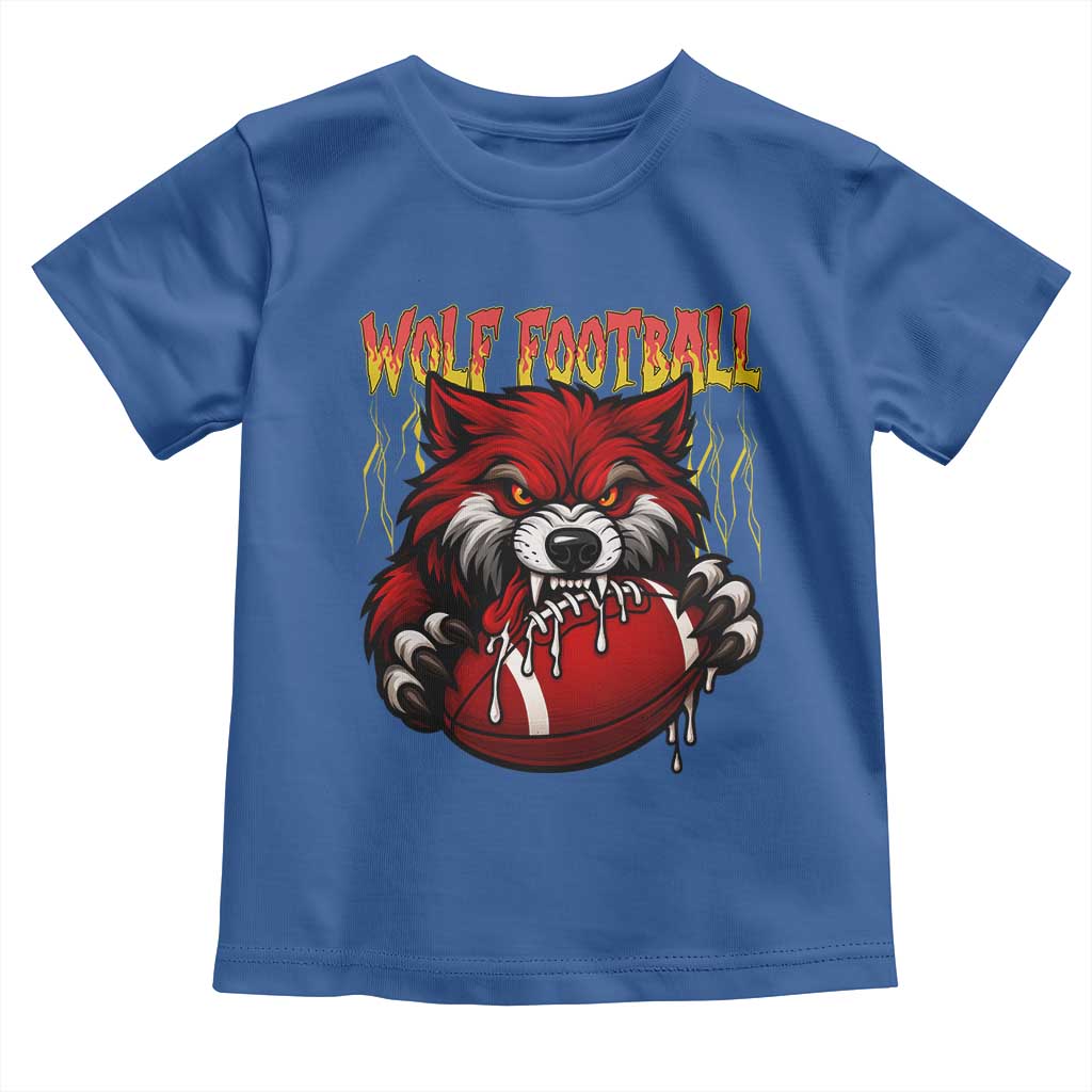 Wolf Football Lover Toddler T Shirt American Sports Fan Gift TS12 Royal Blue Print Your Wear