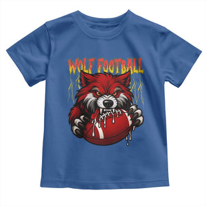 Wolf Football Lover Toddler T Shirt American Sports Fan Gift TS12 Royal Blue Print Your Wear