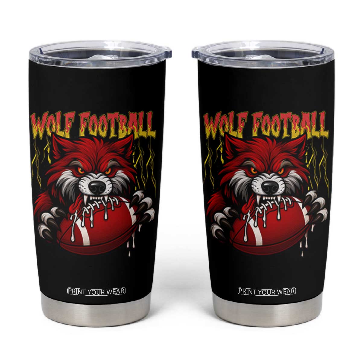 Wolf Football Lover Tumbler Cup American Sports Fan Gift TS12 Black Print Your Wear