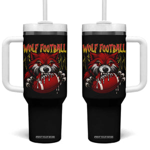 Wolf Football Lover Tumbler With Handle American Sports Fan Gift TS12 One Size: 40 oz Black Print Your Wear