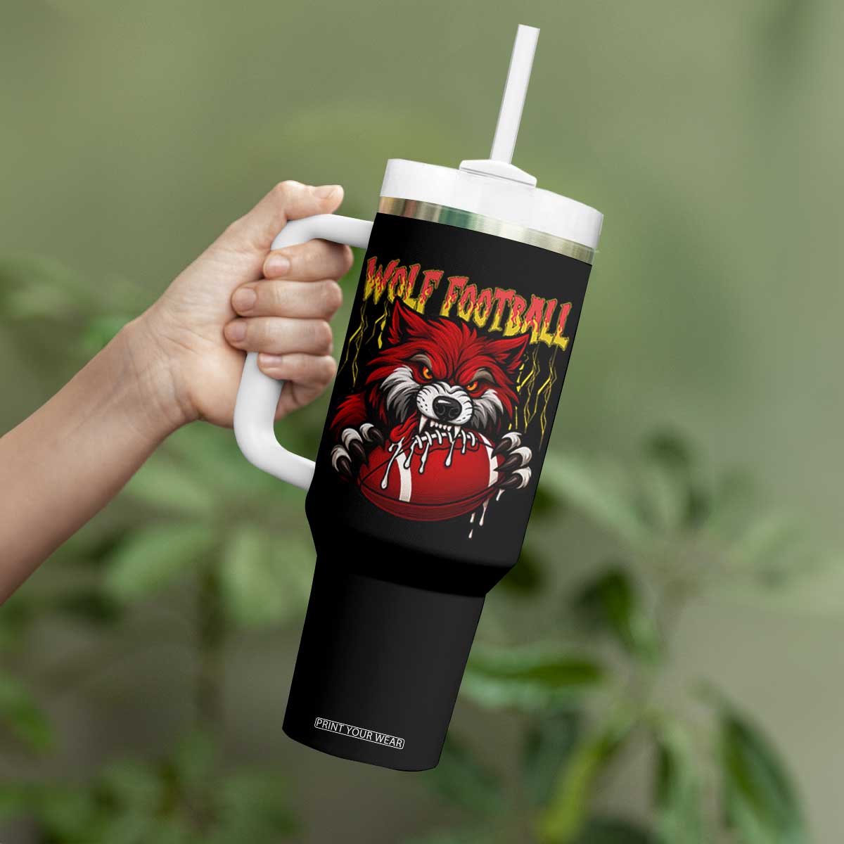 Wolf Football Lover Tumbler With Handle American Sports Fan Gift TS12 Print Your Wear