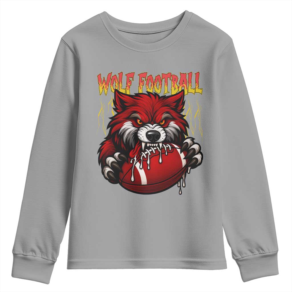 Wolf Football Lover Youth Sweatshirt American Sports Fan Gift TS12 Sport Gray Print Your Wear