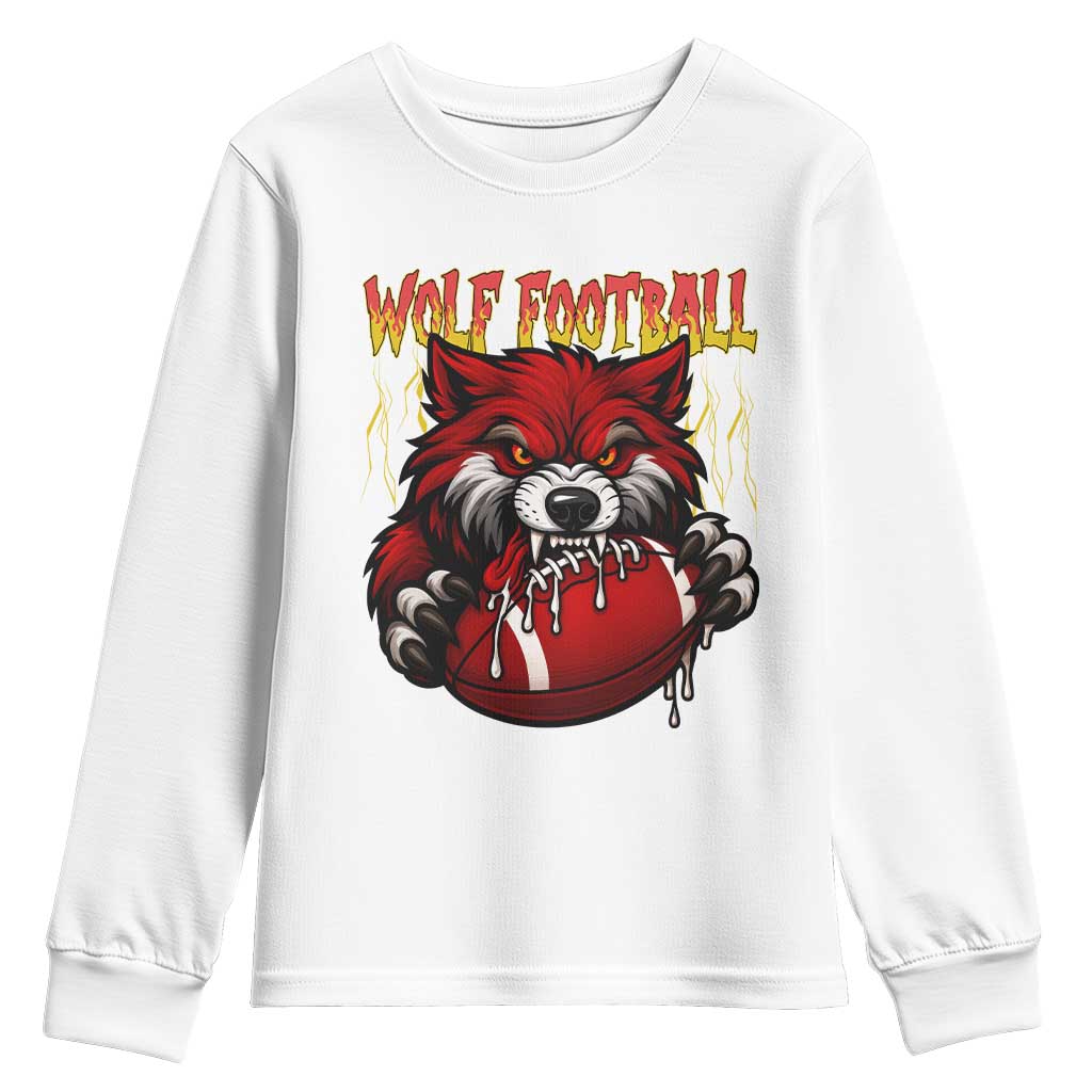 Wolf Football Lover Youth Sweatshirt American Sports Fan Gift TS12 White Print Your Wear