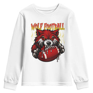 Wolf Football Lover Youth Sweatshirt American Sports Fan Gift TS12 White Print Your Wear