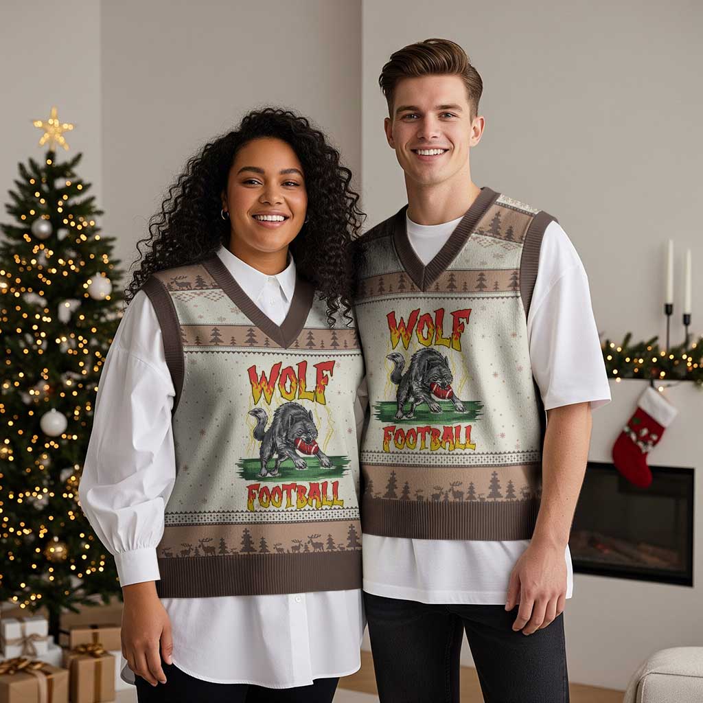 Lightning Wolf Lover V-Neck Knit Sweater Vest Sport Lover Gift TS12 Mocha Mousse Print Your Wear