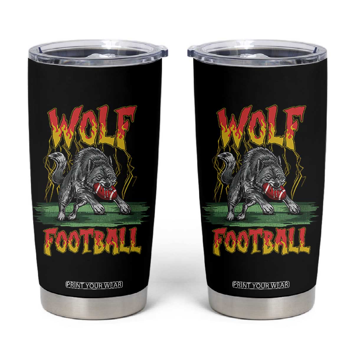 Lightning Wolf Lover Tumbler Cup Sport Lover Gift TS12 Black Print Your Wear