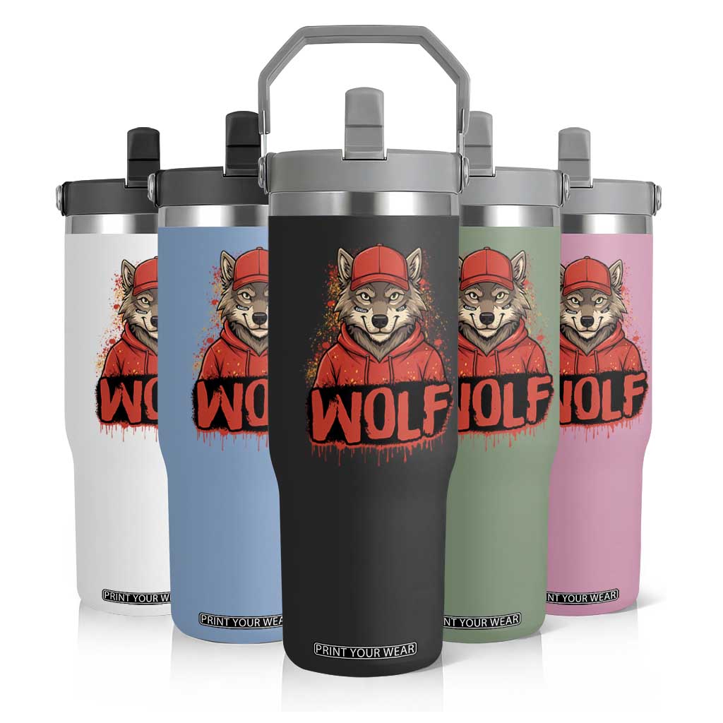 Wolf Football Lover Flip Straw Tumbler Game Day Tailgate Lifestyle TS12 Print Your Wear