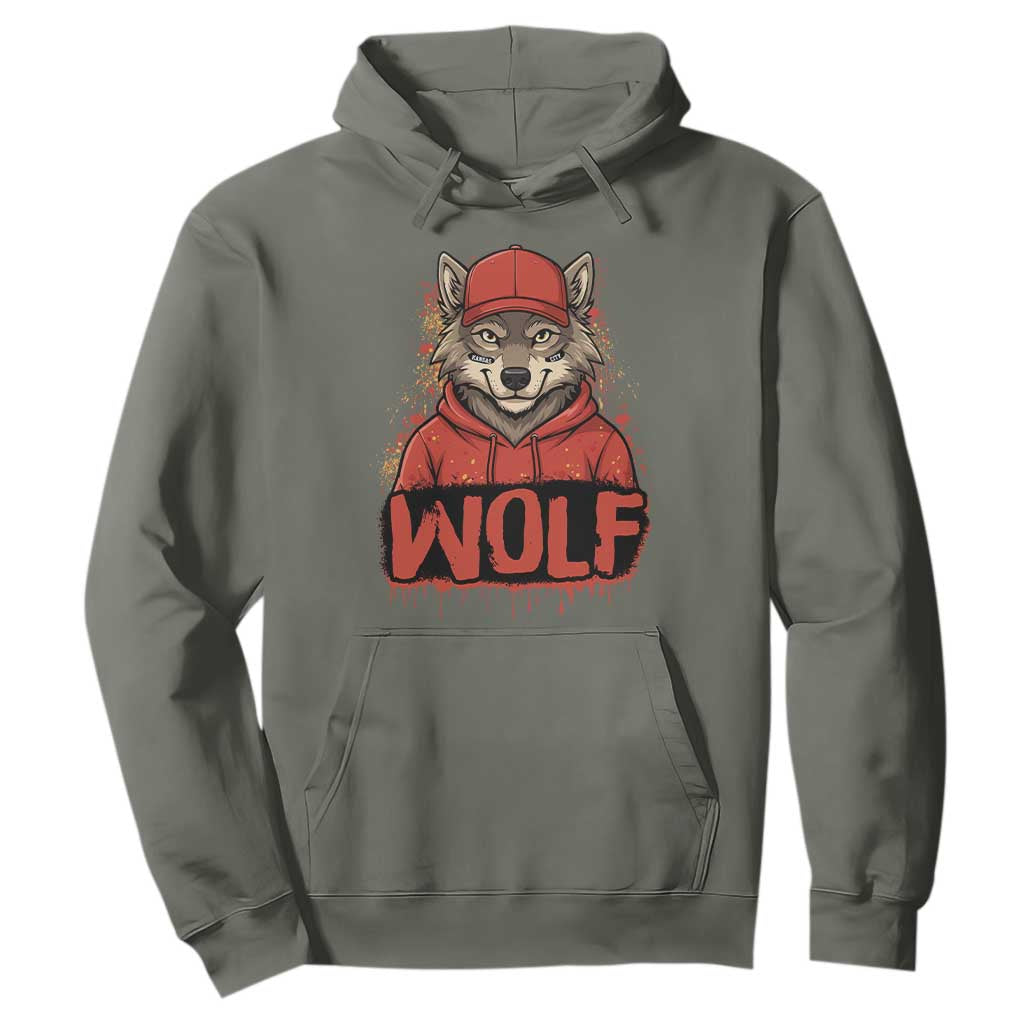Wolf Football Lover Hoodie Game Day Tailgate Lifestyle TS12 Military Green Print Your Wear