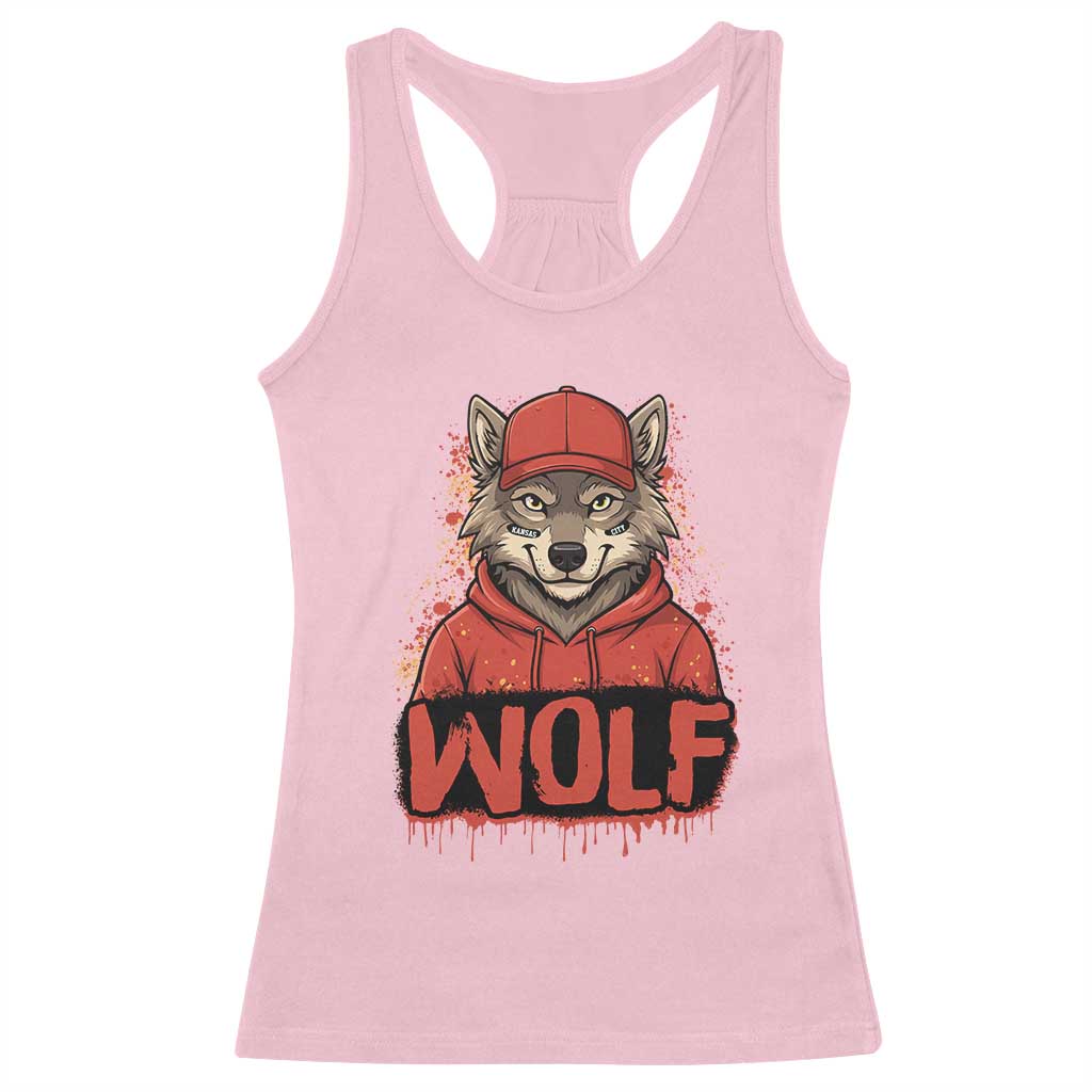 Wolf Football Lover Racerback Tank Top Game Day Tailgate Lifestyle TS12 Light Pink Print Your Wear