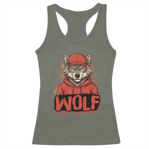 Wolf Football Lover Racerback Tank Top Game Day Tailgate Lifestyle TS12 Military Green Print Your Wear
