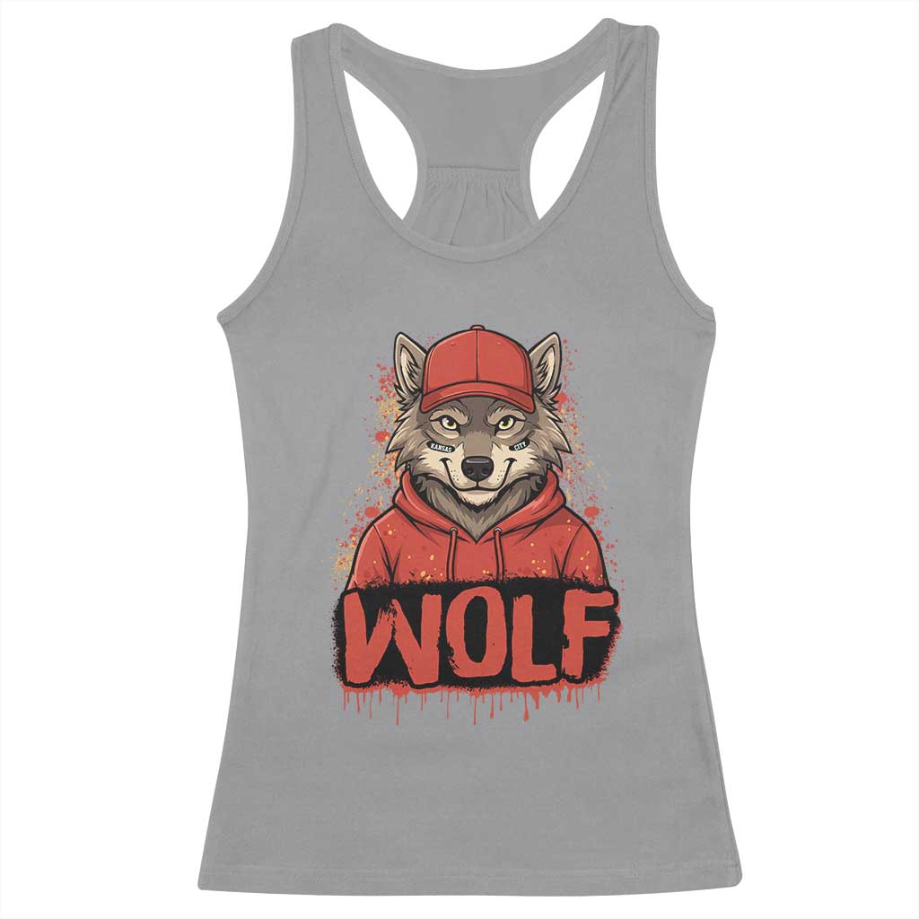 Wolf Football Lover Racerback Tank Top Game Day Tailgate Lifestyle TS12 Sport Gray Print Your Wear