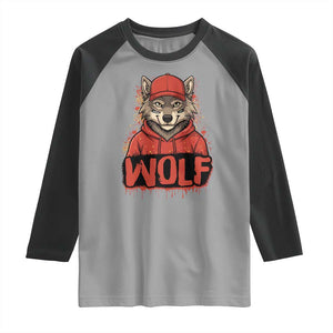 Wolf Football Lover Raglan Shirt Game Day Tailgate Lifestyle TS12 Sport Gray Black Print Your Wear